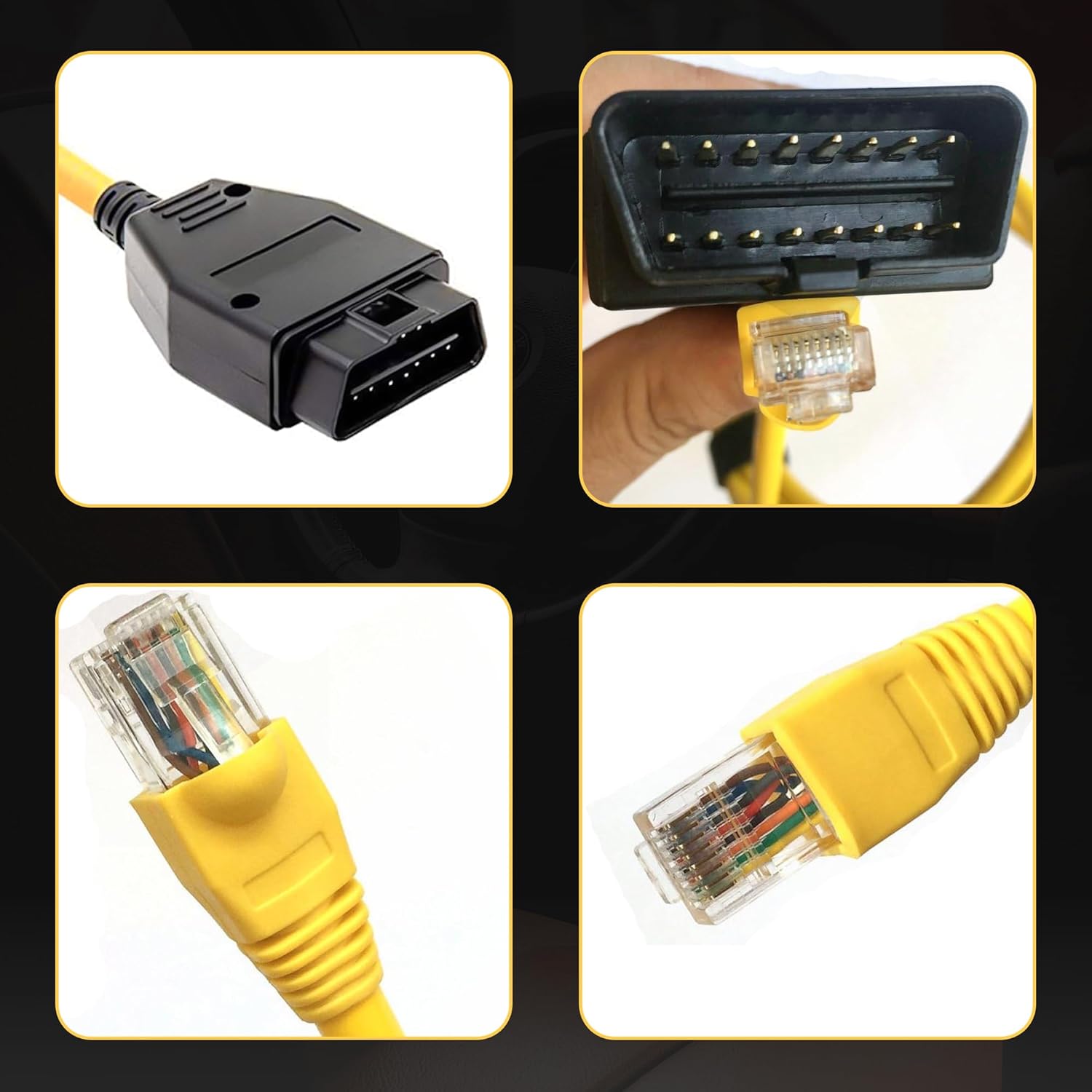 BMW ENET Cable | OBDII to RJ45 Ethernet Cable for BMW F/G/I Series Cars (Coding & Diagnostics with E-Sys, ISTA, Rheingold)